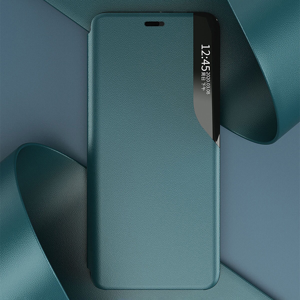 Eco Leather View Case elegant bokhylletyp fodral med kickstand för iPhone 13 Pro svart