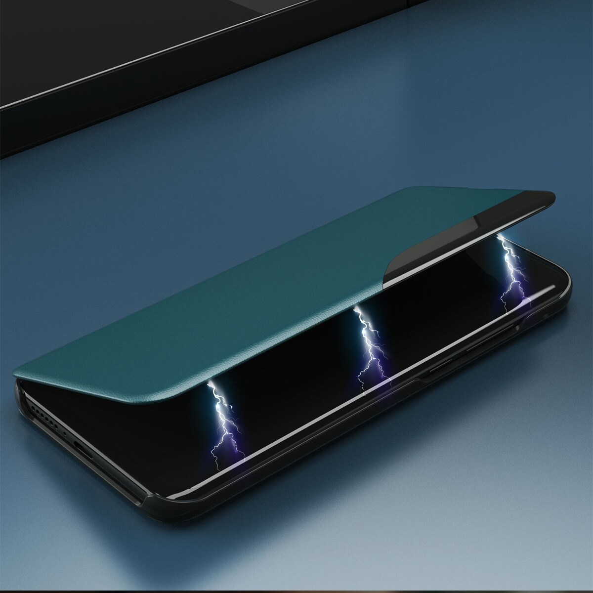 Eco Leather View Case elegant bokhylletyp fodral med kickstand för iPhone 13 Pro lila
