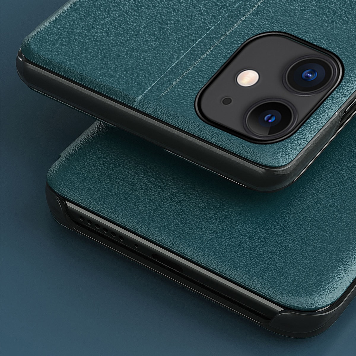 Eco Leather View Case elegant bokhylletui med kickstand för iPhone 13 Pro röd