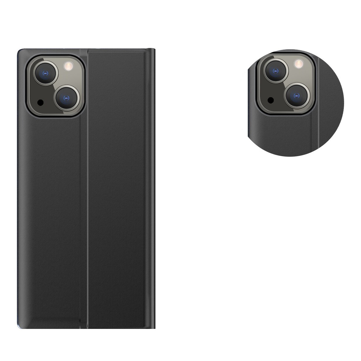 Sleep Case Bokhylletyp med smart fönster för iPhone 13 mini svart