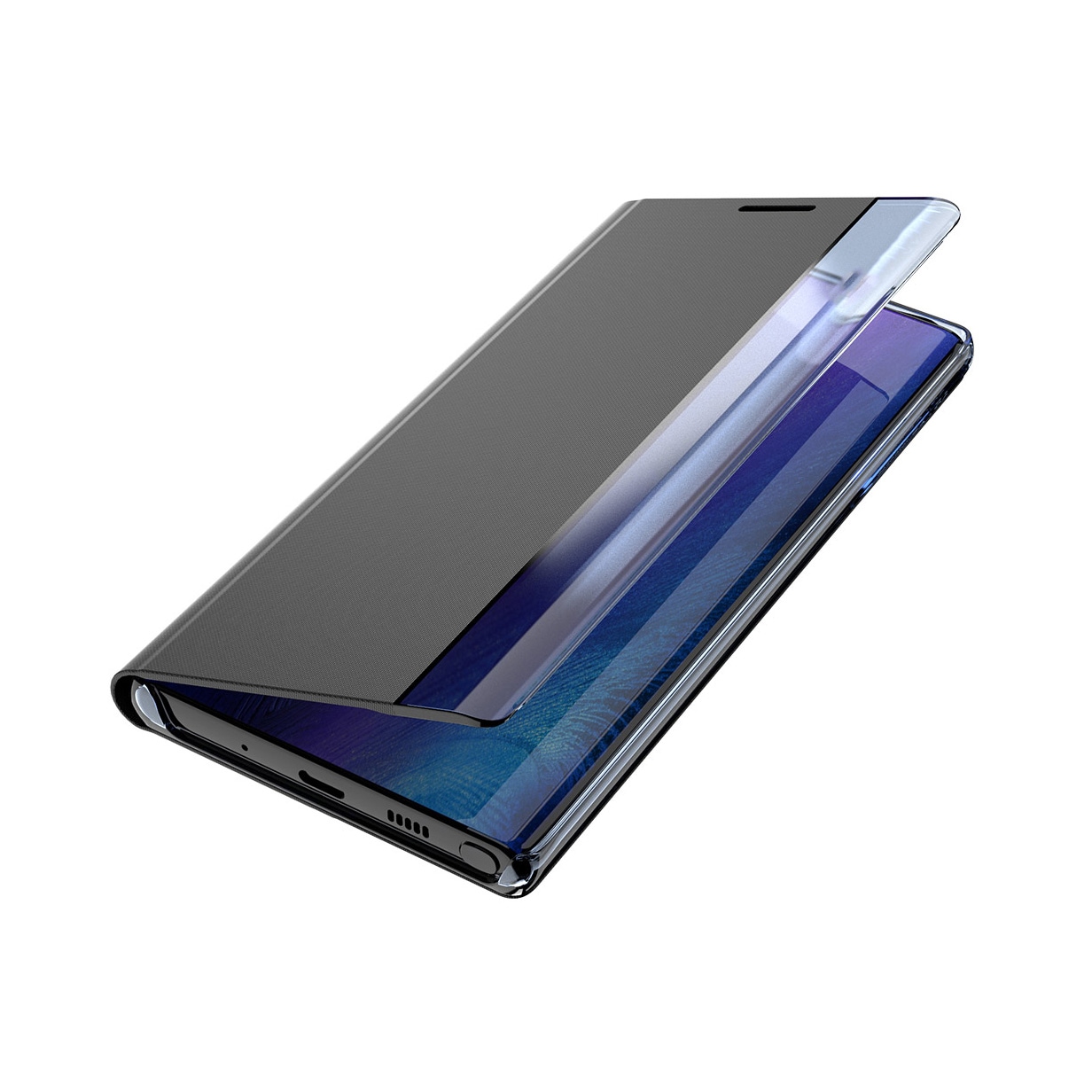 Sleep Case Bookcase Type Case med smart vindue til iPhone 13 mini blå