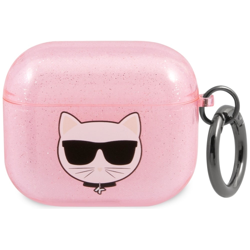 Karl Lagerfeld Glitter Choupette Fodral för AirPods 3 - Rosa