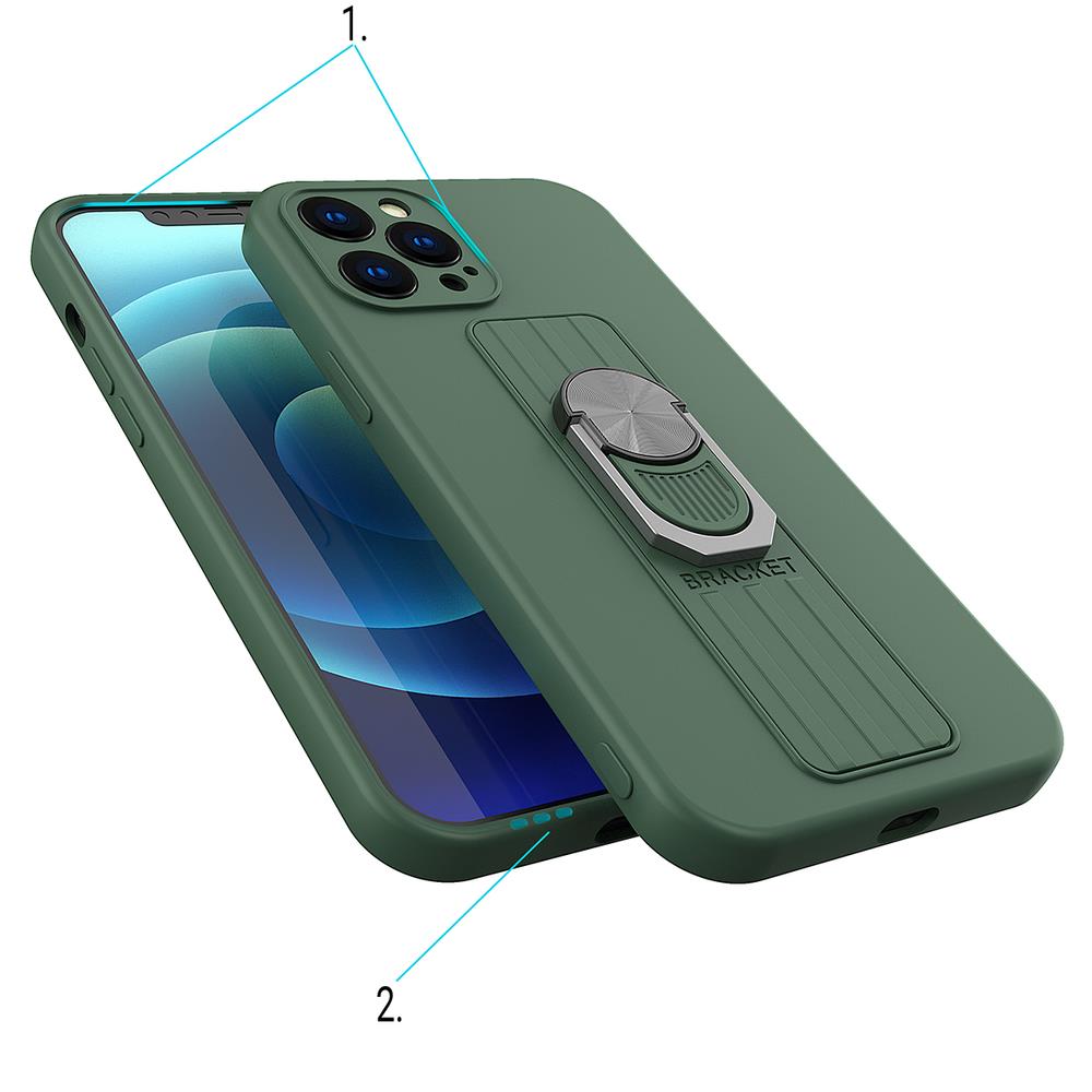 Ring Case silikoneetui med fingergreb og stativ til Xiaomi Redmi 10X 4G / Xiaomi Redmi Note 9 brun