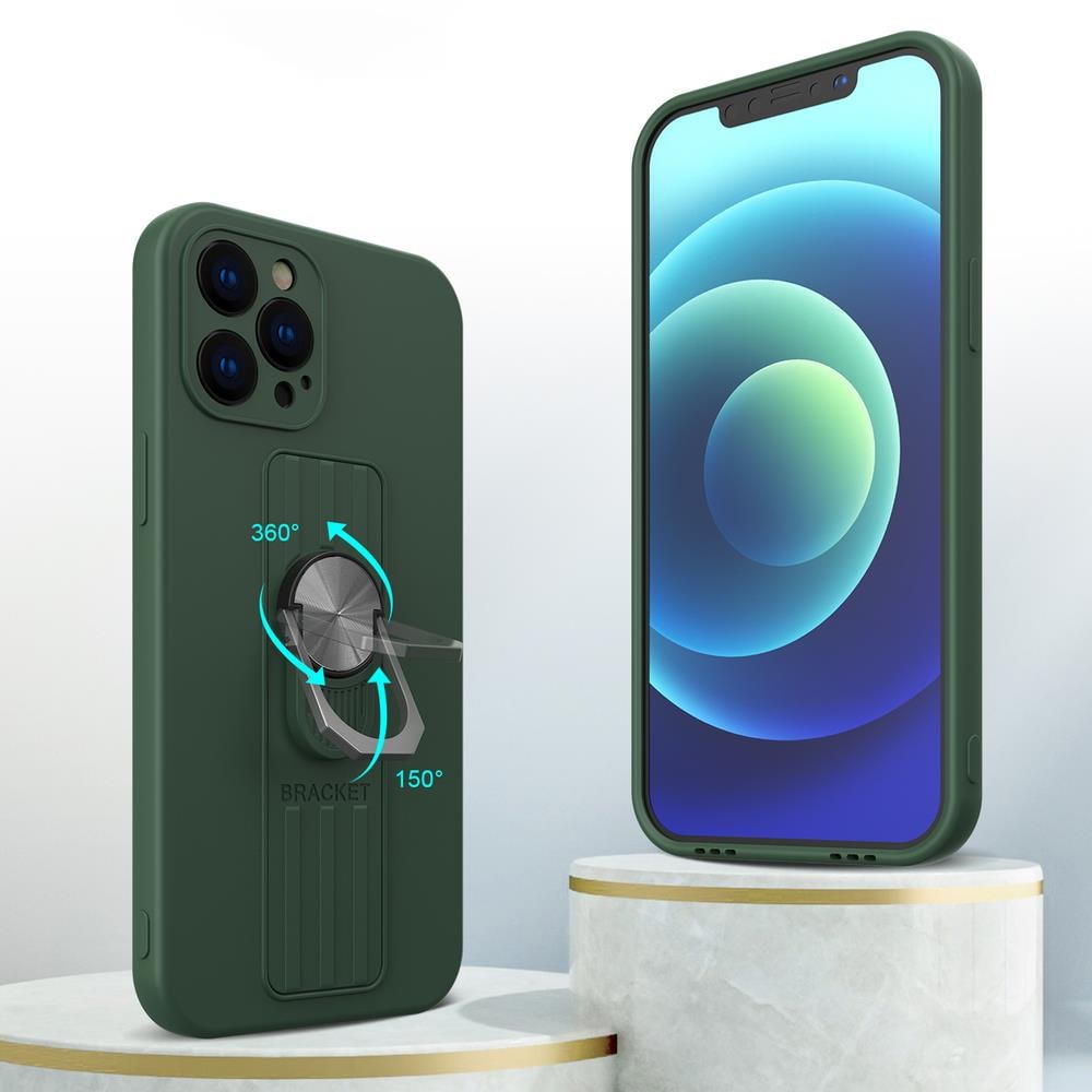 Ring Case silikoneetui med fingergreb og stativ til Samsung Galaxy A42 5G rød