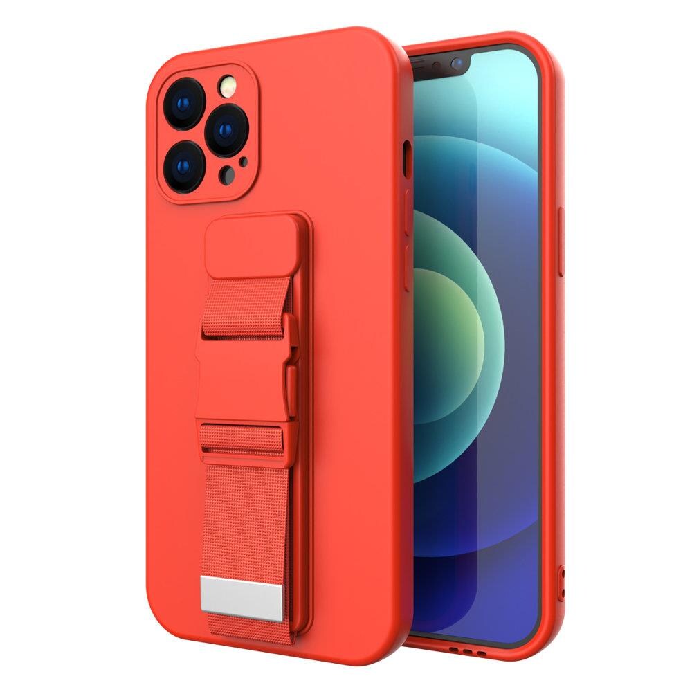 Repfodral gelfodral med en kedja nyckelband väska nyckelband iPhone 12 Pro röd