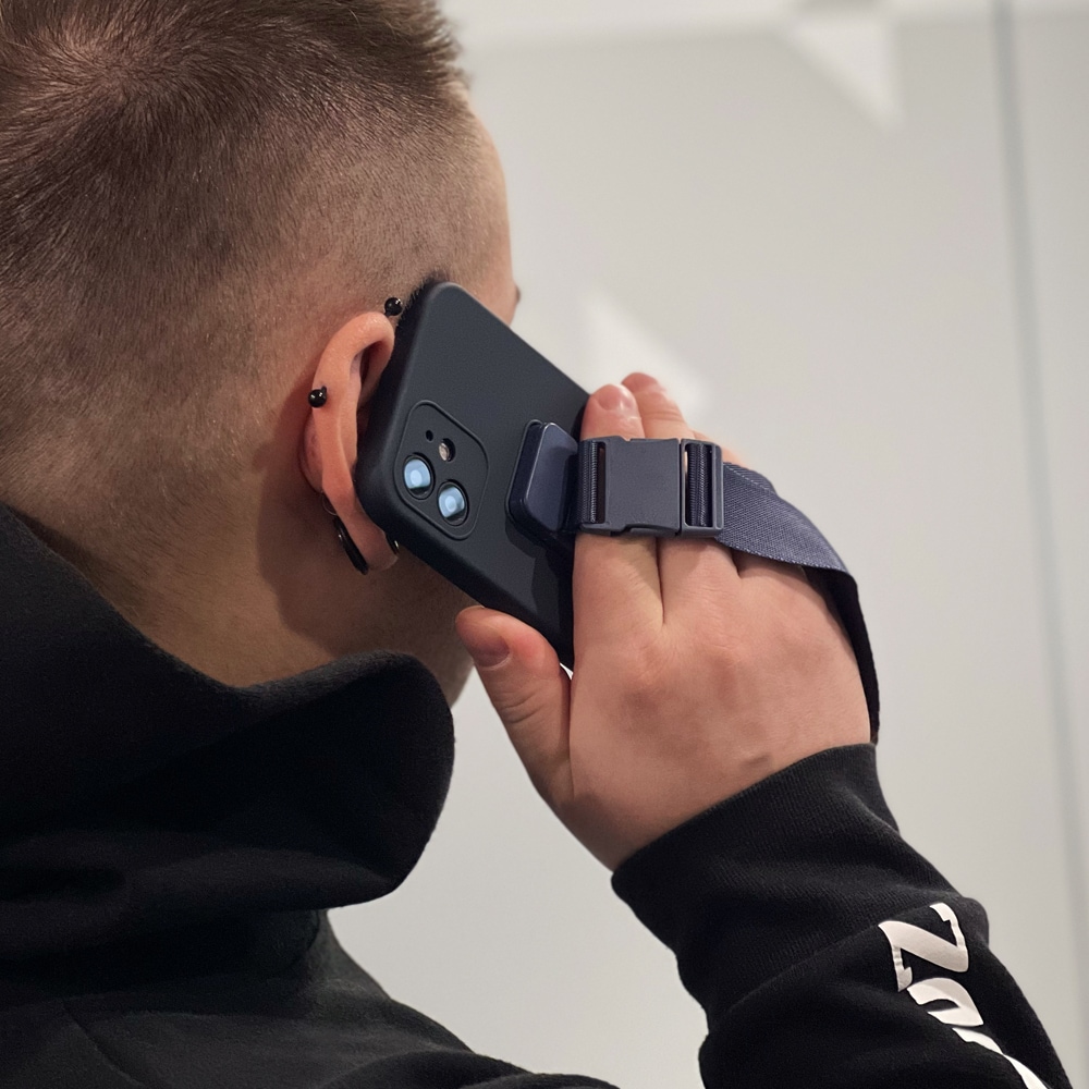 Repfodral gelfodral med en kedja nyckelband väska nyckelband iPhone 13 blå