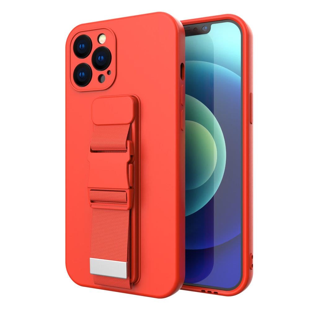 Repfodral gelfodral med en kedja nyckelband väska nyckelband iPhone 13 Pro Max röd