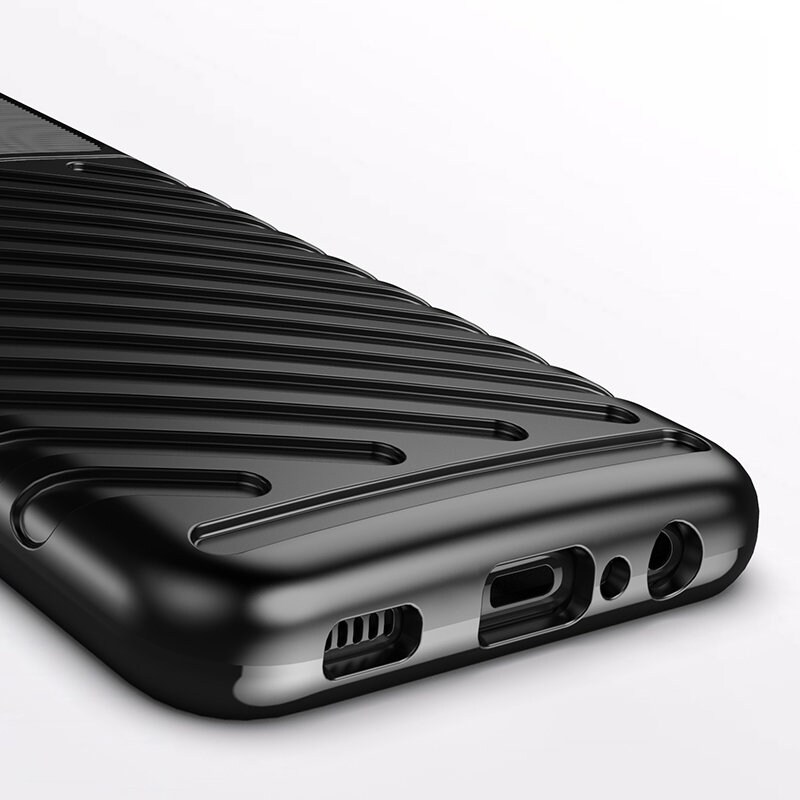 Thunder Case Flexible Tough Rugged Cover TPU Case til Samsung Galaxy A03s sort