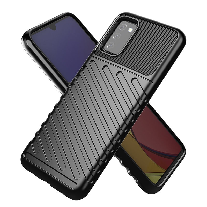 Thunder Case Flexible Tough Rugged Cover TPU Case til Samsung Galaxy A03s sort