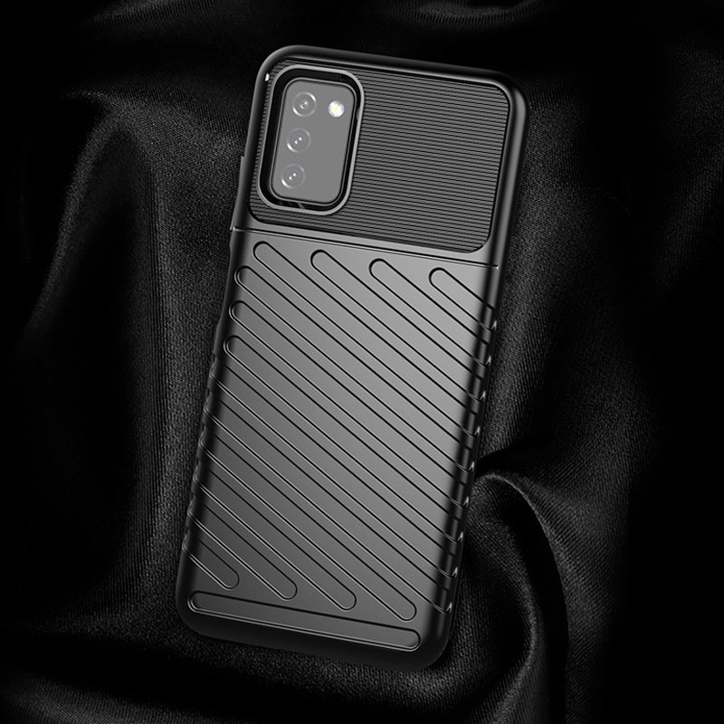 Thunder Case Flexible Tough Rugged Cover TPU Case til Samsung Galaxy A03s sort