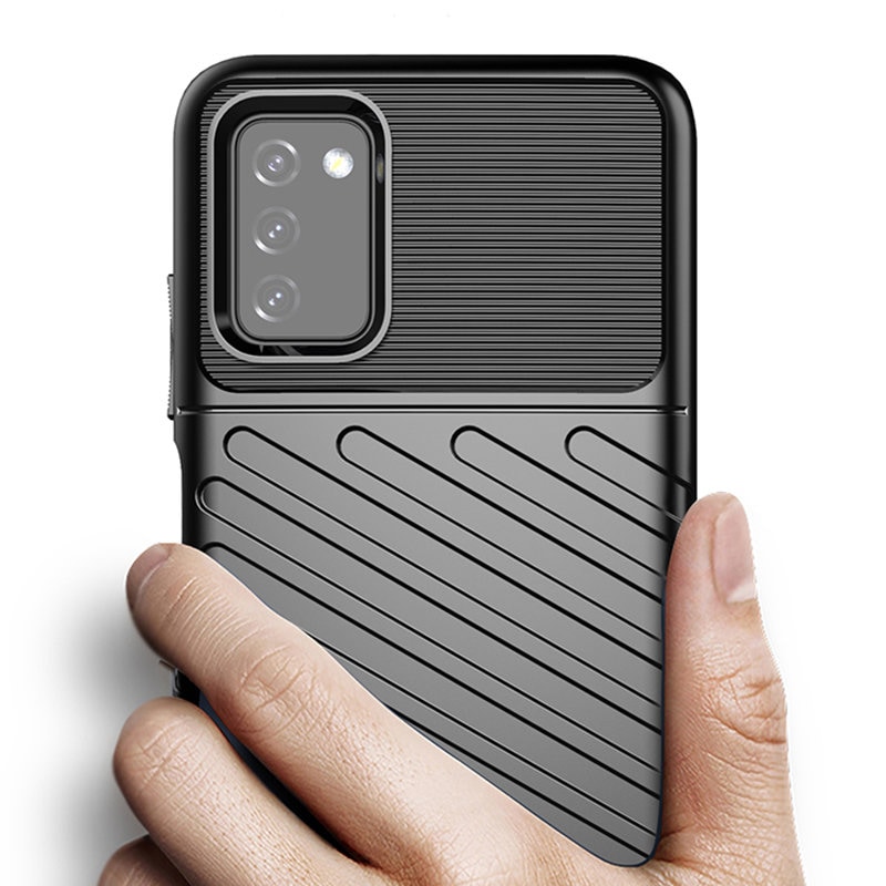 Thunder Case Flexible Tough Rugged Cover TPU Case til Samsung Galaxy A03s sort