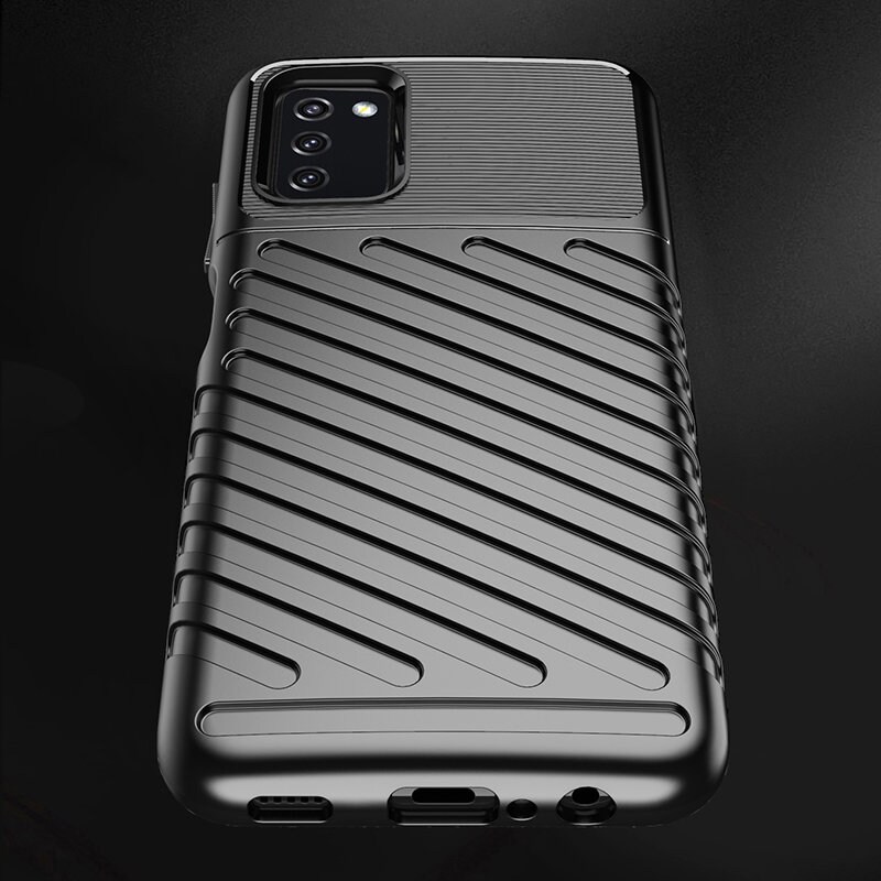 Thunder Case Flexible Tough Rugged Cover TPU Case til Samsung Galaxy A03s sort