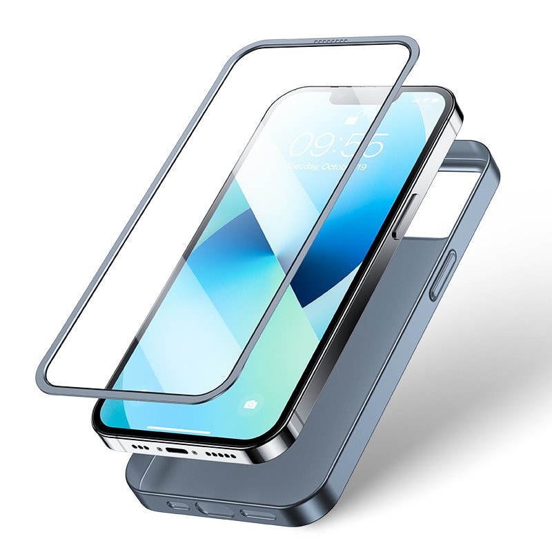 Joyroom 360 Full Case för iPhone 13 + härdat glas skärmskydd grå (JR-BP927 tranish)