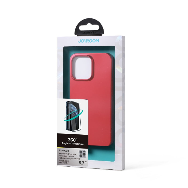 Joyroom 360 Full Case för iPhone 13 Pro Max + härdat glas-skärmskydd röd (JR-BP928)
