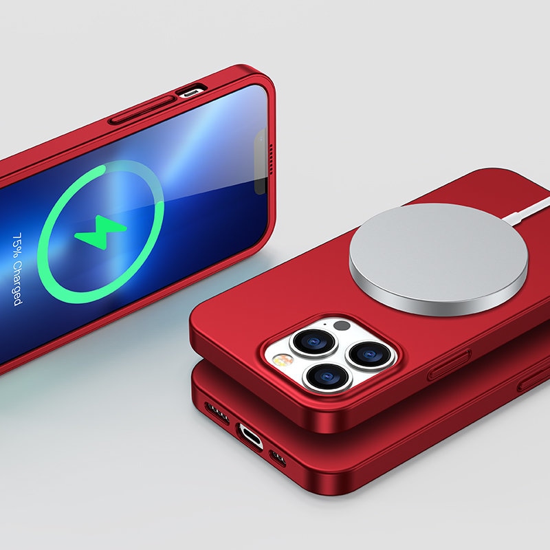 Joyroom 360 Full Case för iPhone 13 Pro Max + härdat glas-skärmskydd röd (JR-BP928)