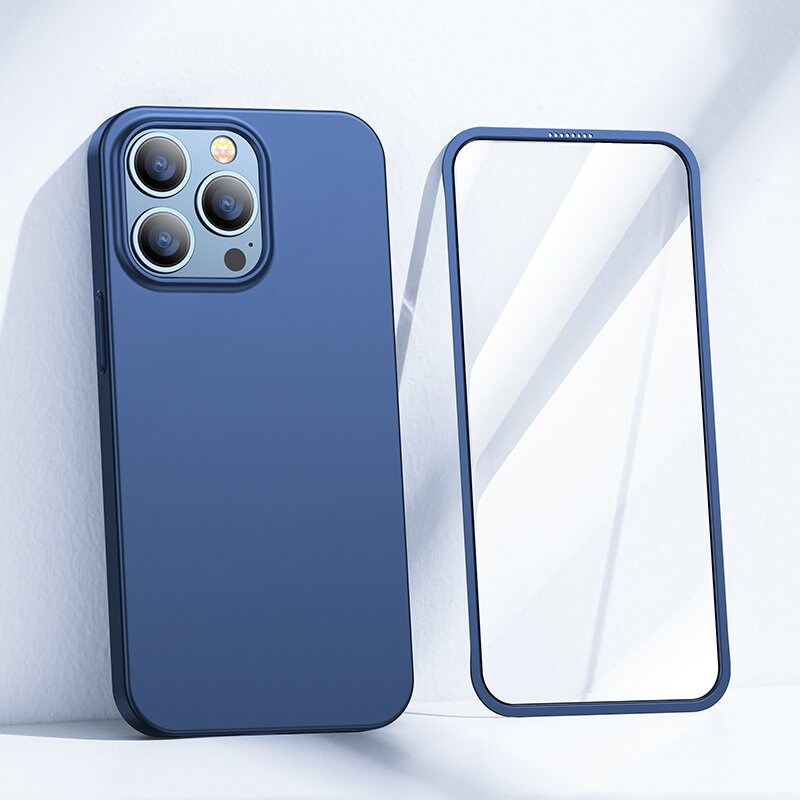 Joyroom 360 Full Case för iPhone 13 Pro Max + härdat glas skärmskydd blå (JR-BP928 blå)