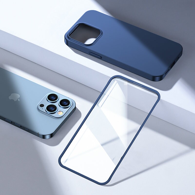 Joyroom 360 Full Case för iPhone 13 Pro Max + härdat glas skärmskydd blå (JR-BP928 blå)