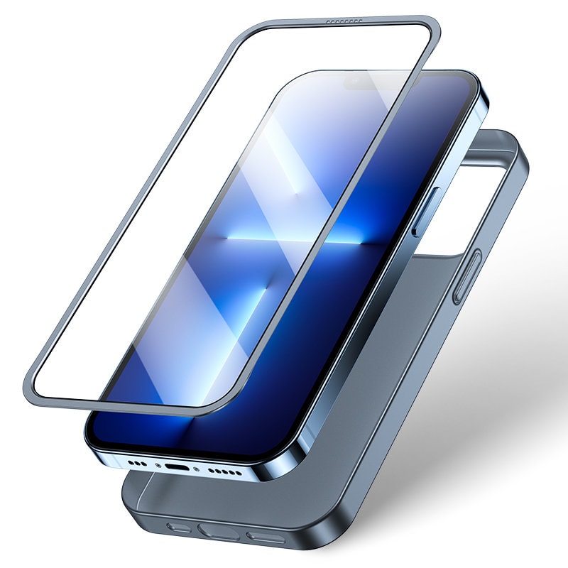 Joyroom 360 Full Case för iPhone 13 Pro Max + härdat glas skärmskydd grå (JR-BP928 tranish)