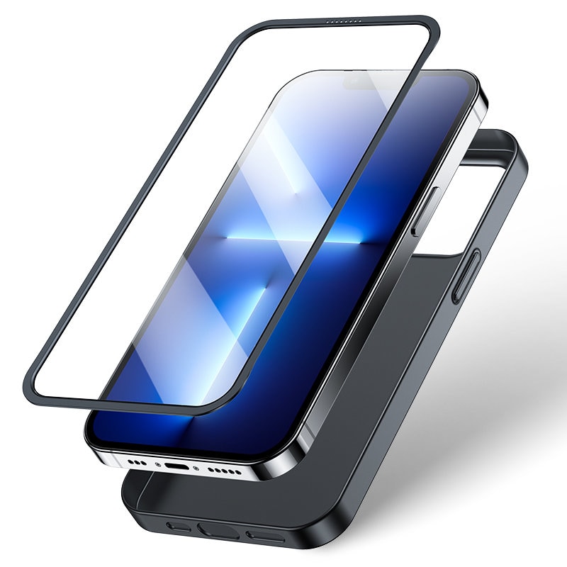 Joyroom 360 Full Case för iPhone 13 Pro + härdat glas skärmskydd svart (JR-BP935 svart)