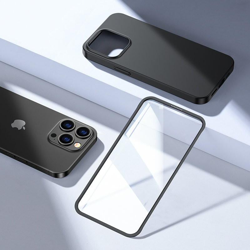 Joyroom 360 Full Case för iPhone 13 Pro + härdat glas skärmskydd svart (JR-BP935 svart)