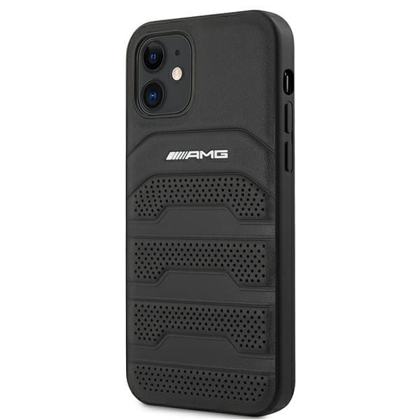 AMG Leather Debossed Lines fodral för iPhone 12 mini - svart
