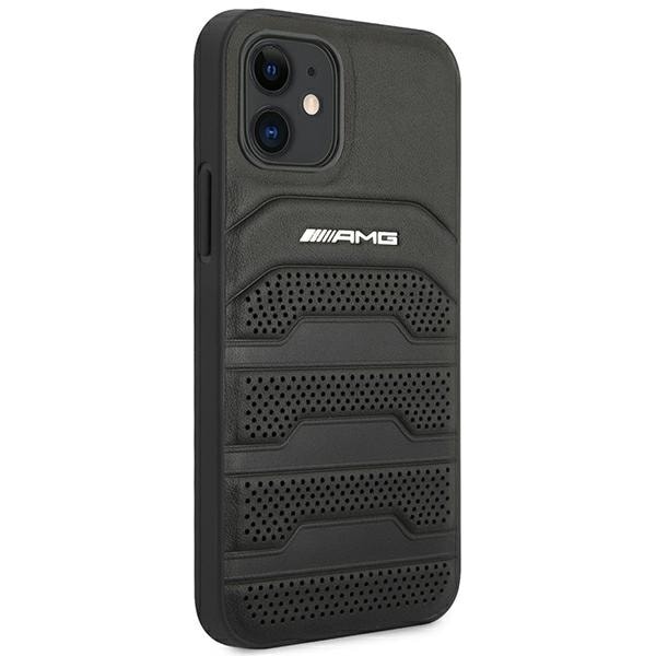 AMG Leather Debossed Lines fodral för iPhone 12 mini - svart