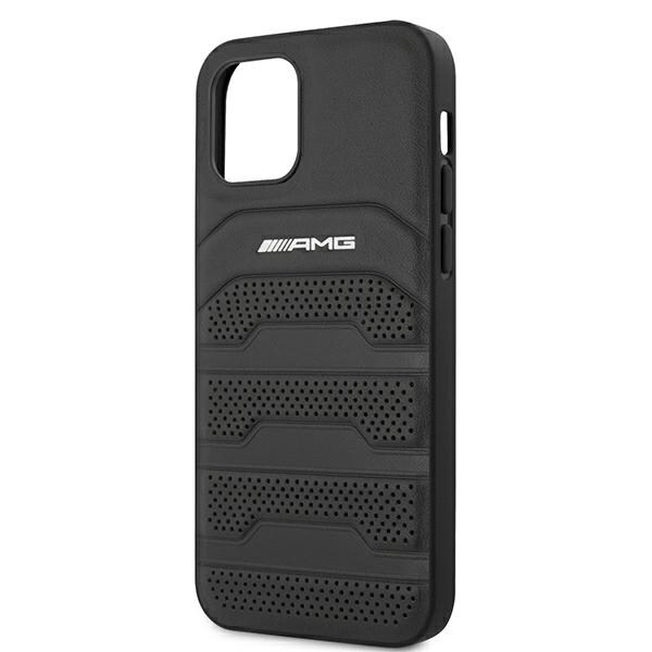 AMG Leather Debossed Lines fodral för iPhone 12 mini - svart
