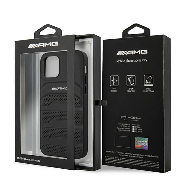 AMG Leather Debossed Lines fodral för iPhone 12 mini - svart