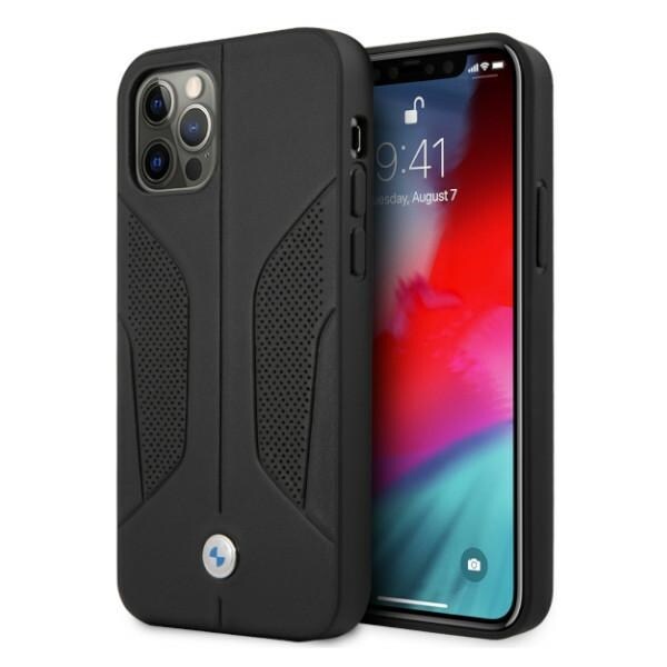 BMW Fodral i läder med perforerade sidor för iPhone 12 / iPhone 12 Pro - Svart