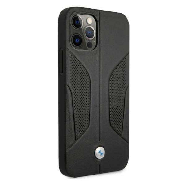BMW Fodral i läder med perforerade sidor för iPhone 12 / iPhone 12 Pro - Svart