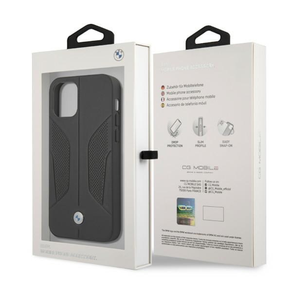 BMW Fodral i läder med perforerade sidor för iPhone 12 / iPhone 12 Pro - Svart