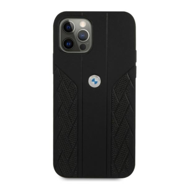 BMW Läderfodral Curve Perforate till iPhone 12 / iPhone 12 Pro - Svart