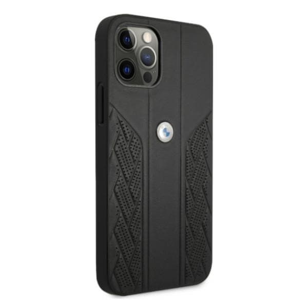 BMW Läderfodral Curve Perforate till iPhone 12 / iPhone 12 Pro - Svart