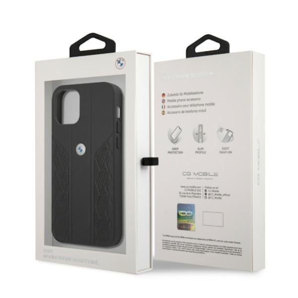 BMW Läderfodral Curve Perforate till iPhone 12 / iPhone 12 Pro - Svart