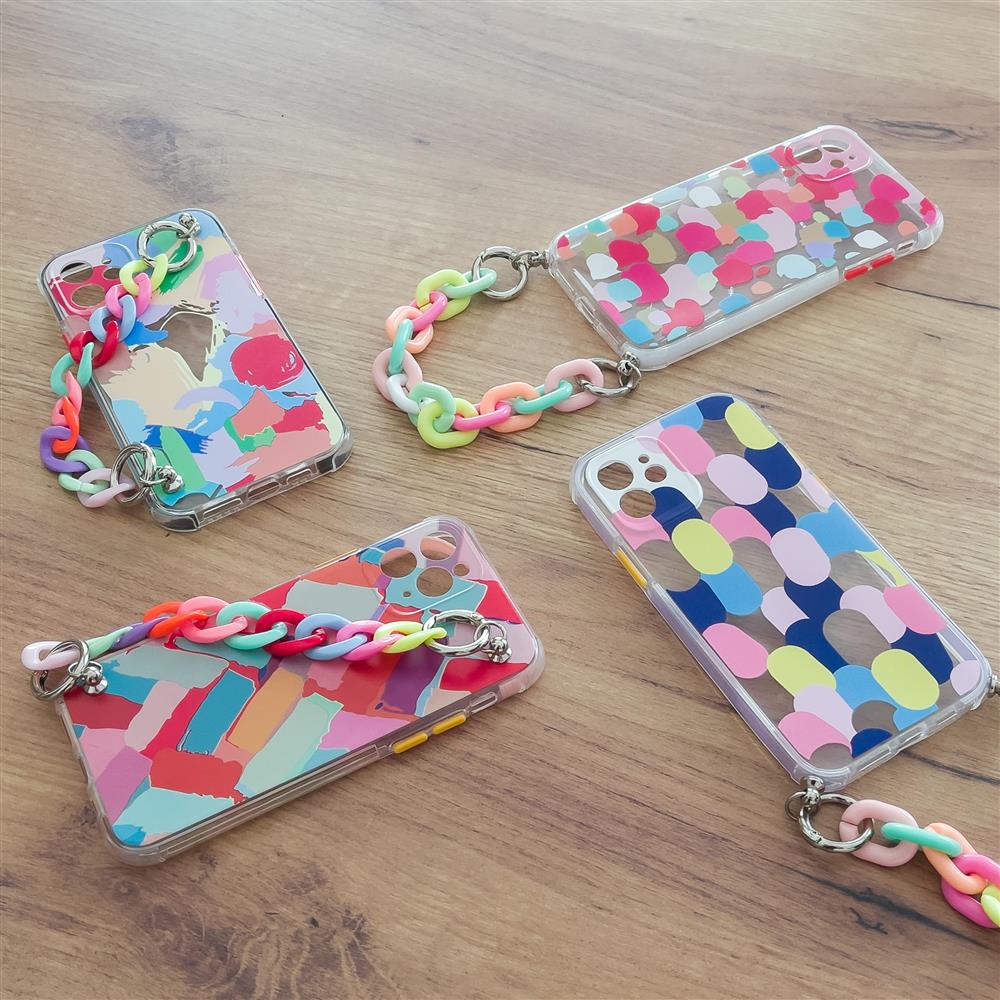 Fodral Skydd Gel Flexibelt med Kedjehäng för iPhone XS/X Multicolor