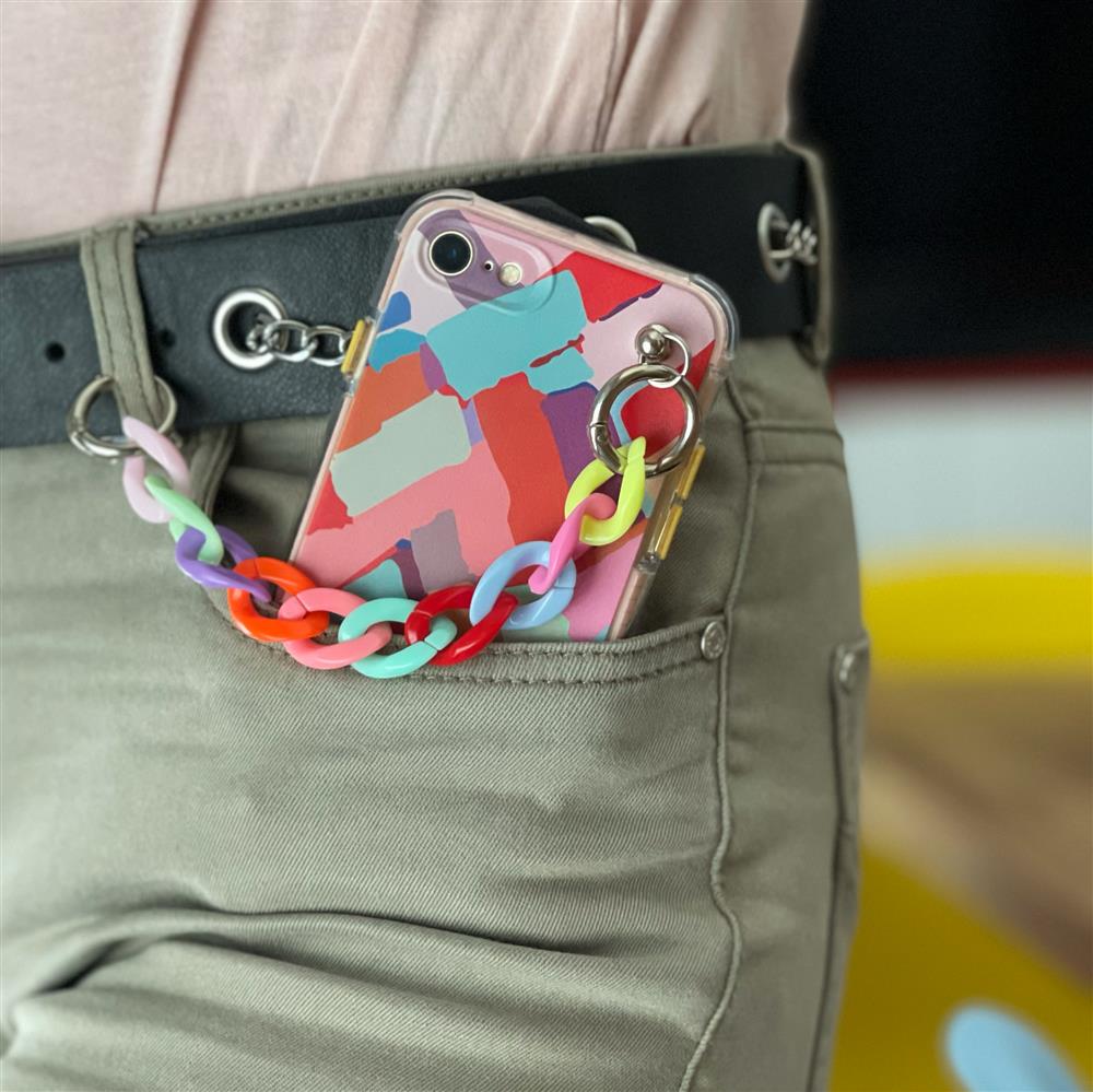 Flerfärgad Color Chain Case gel fodral med kedjehänge för iPhone 8 Plus / 7 Plus