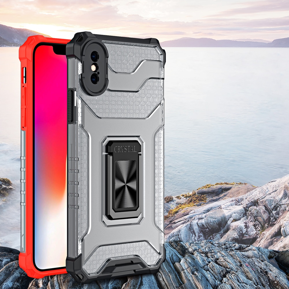 Kristallringfodral Kickstand Tufft robust skydd för iPhone XS Max röd