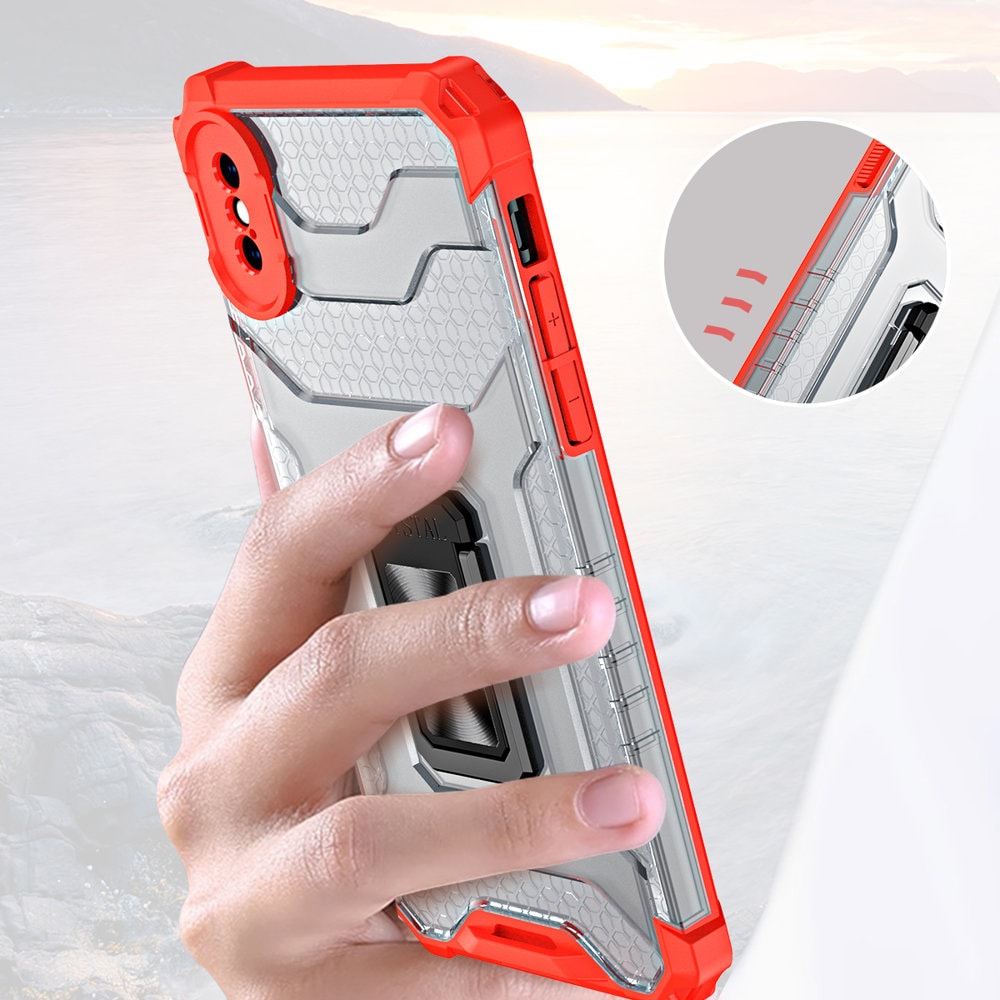 Kristallringfodral Kickstand Tufft robust skydd för iPhone XS Max röd