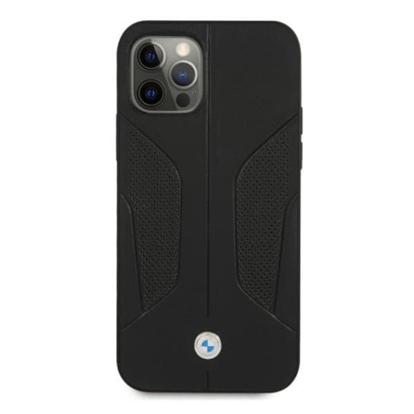 BMW Fodral i läder med perforerade sidor för iPhone 12 Pro Max - Svart