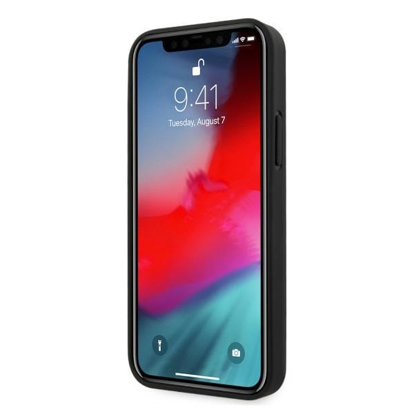 BMW Fodral i läder med perforerade sidor för iPhone 12 Pro Max - Svart