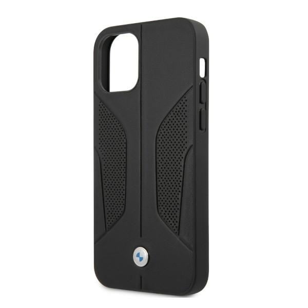 BMW Fodral i läder med perforerade sidor för iPhone 12 Pro Max - Svart