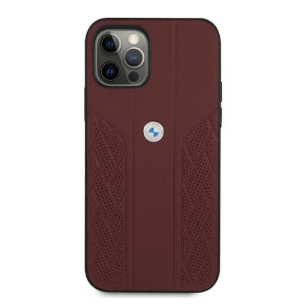 BMW Curve Perforate-fodral i läder för iPhone 12 Pro Max - Röd