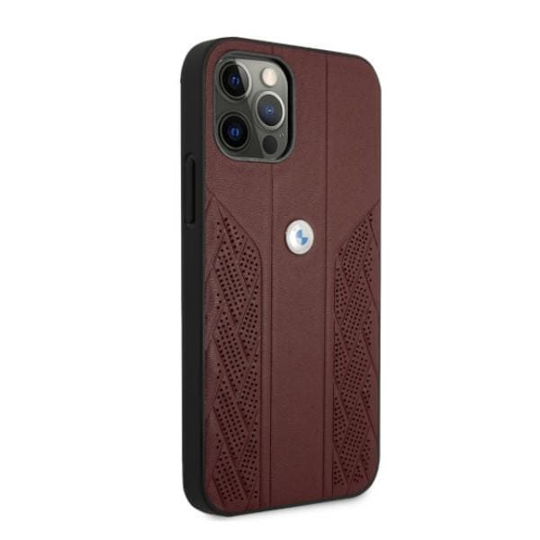 BMW Curve Perforate-fodral i läder för iPhone 12 Pro Max - Röd