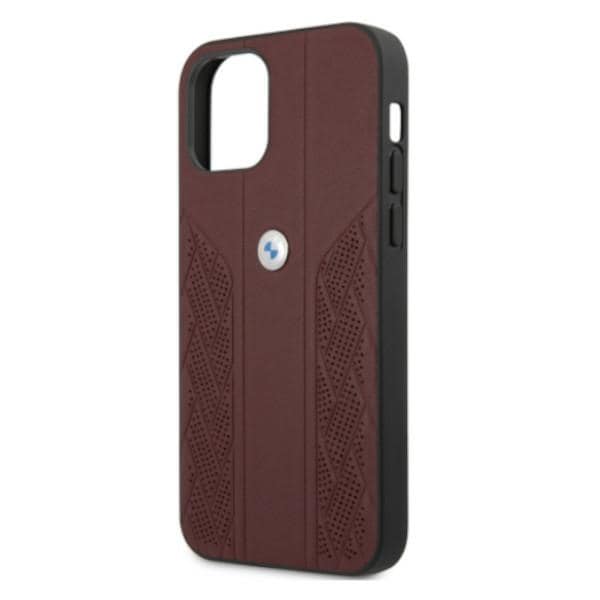 BMW Curve Perforate-fodral i läder för iPhone 12 Pro Max - Röd