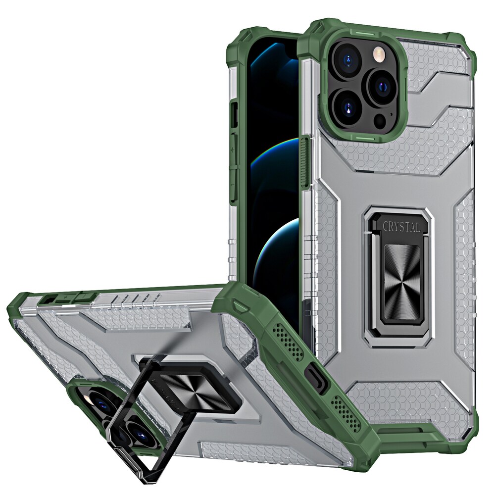 Kristallringfodral Kickstand Tufft robust skydd för iPhone 13 Pro Max grön