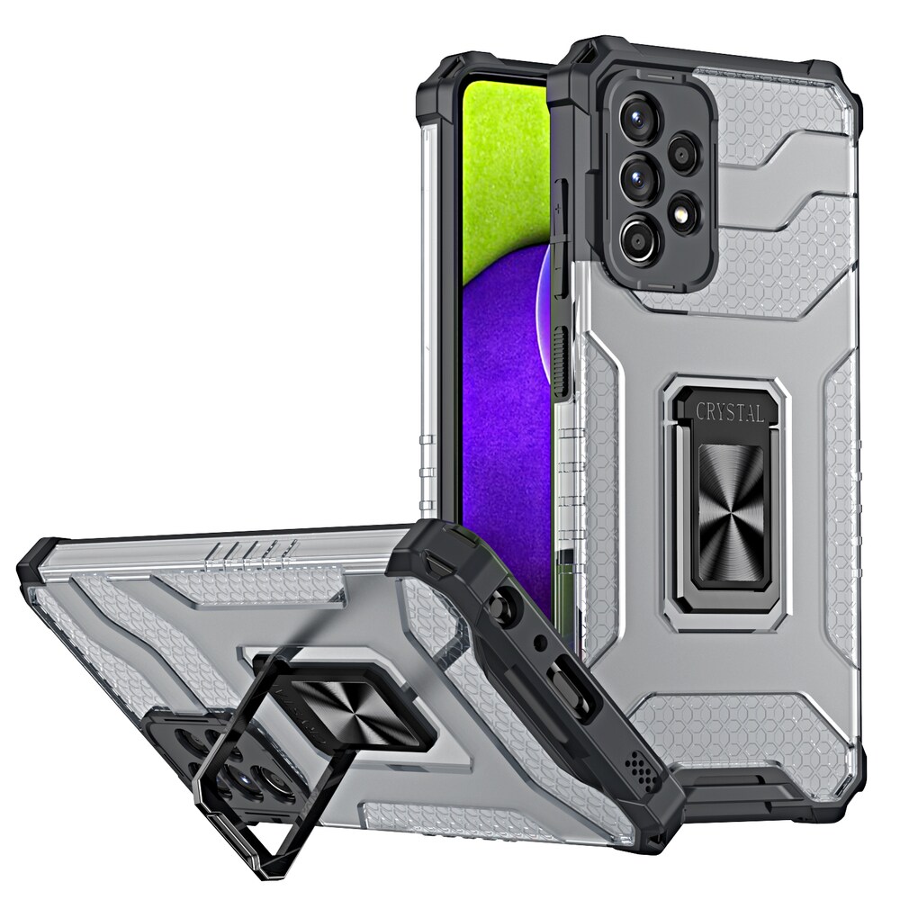 Crystal Ring Case Kickstand Tough Rugged Cover för Samsung Galaxy A72 4G svart