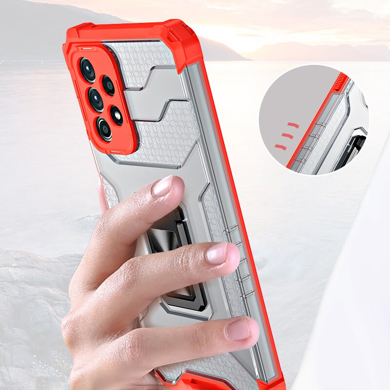 Crystal Ring Case Kickstand Tough Rugged Cover för Samsung Galaxy A72 4G svart