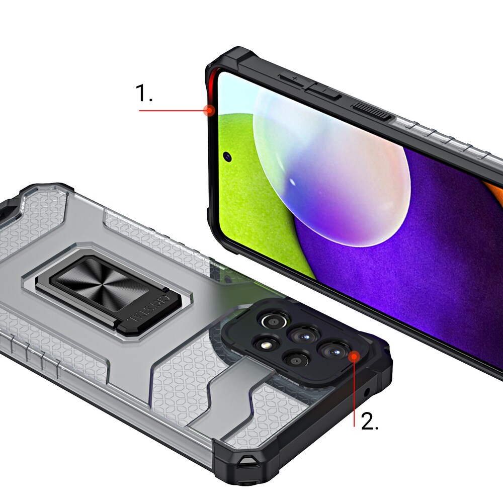 Crystal Ring Fodral Kickstand Tufft och robust skydd för Samsung Galaxy A72 4G röd