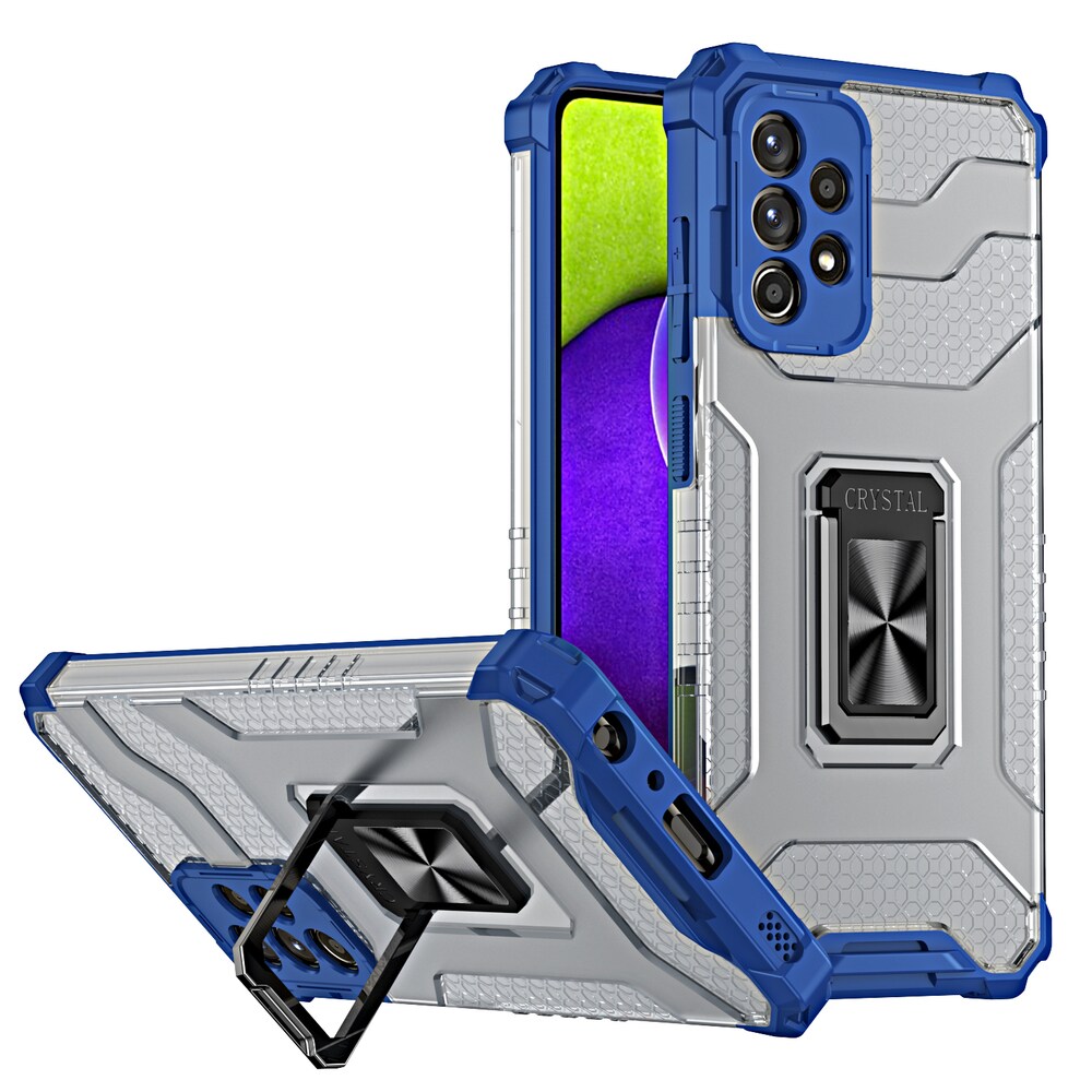 Crystal Ring Fodral Kickstand Tufft och robust skydd för Samsung Galaxy A72 4G blå
