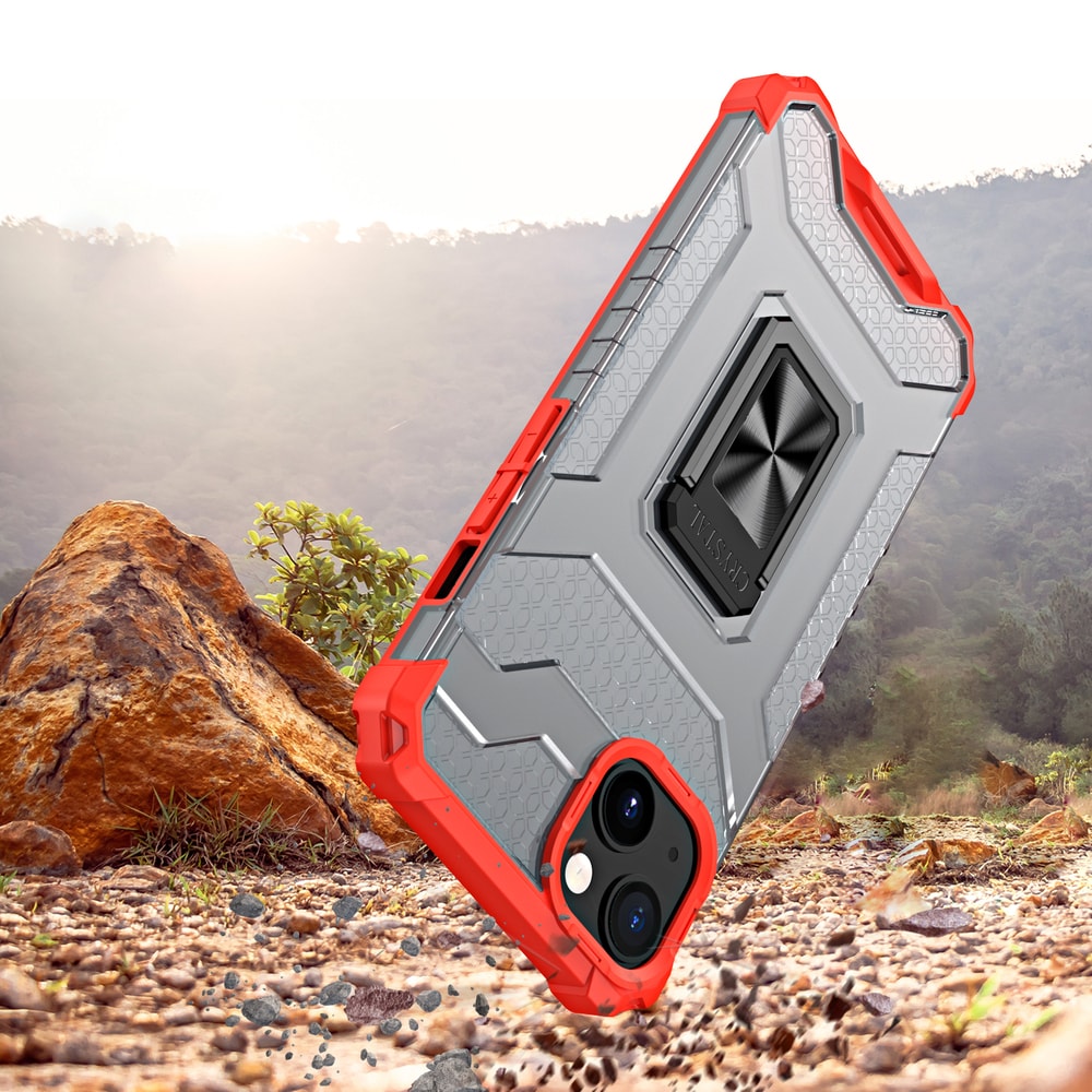 Kristallring Fodral Kickstand Tufft robust skydd för iPhone 12 mini röd